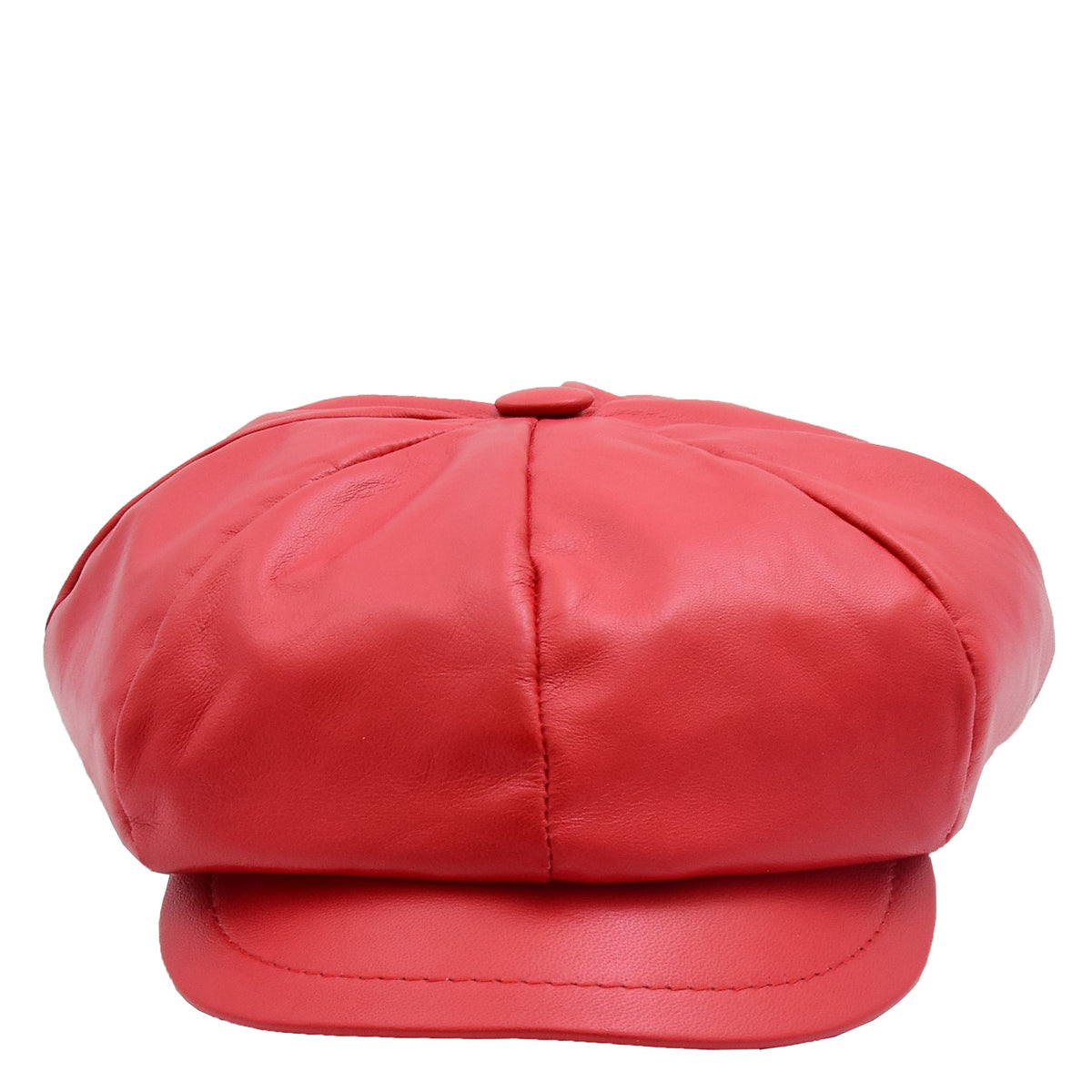 Womens Real Leather Peaked Beret Cap Ballon Red - genuine leather beret in red