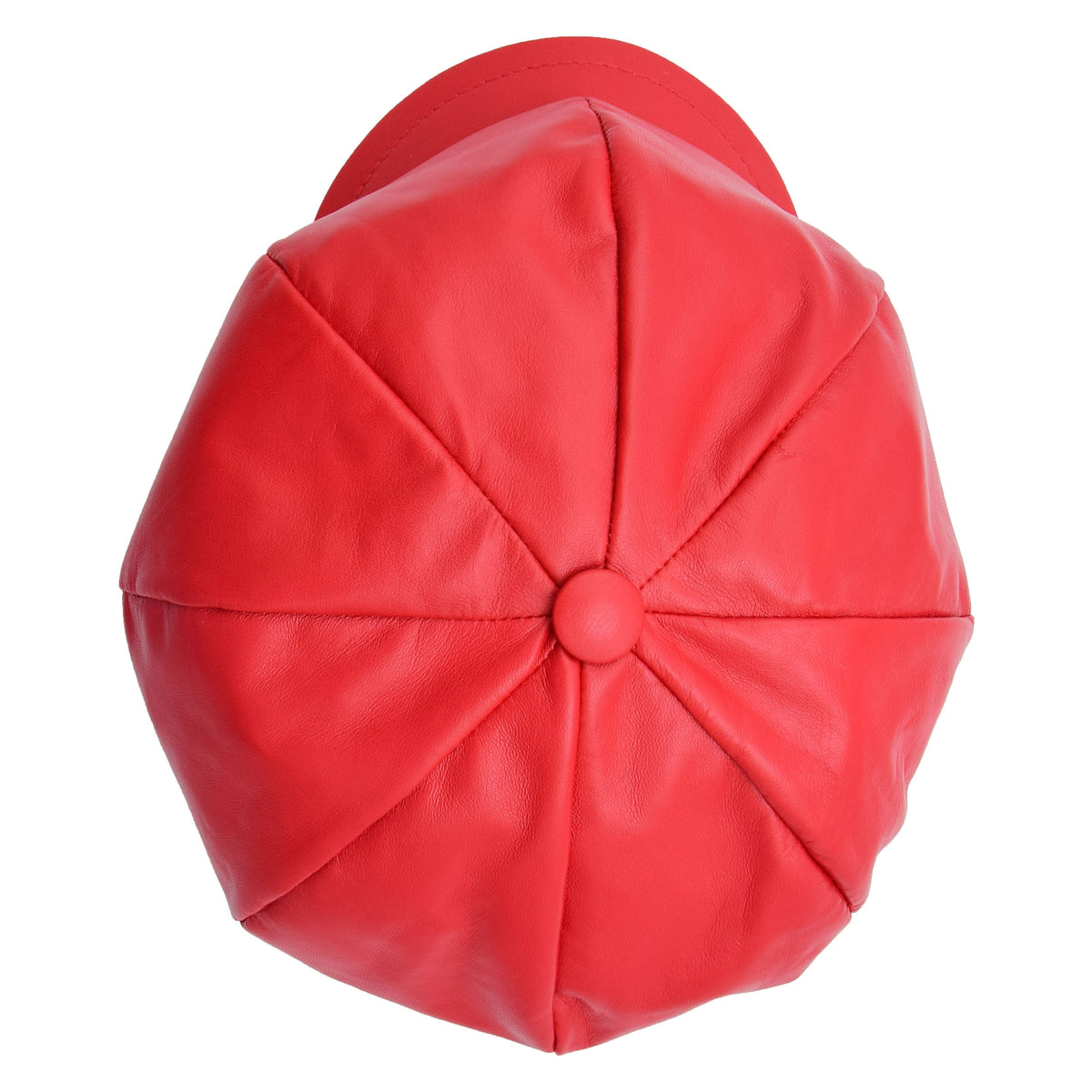 Womens Real Leather Peaked Beret Cap Ballon Red - genuine leather beret in red