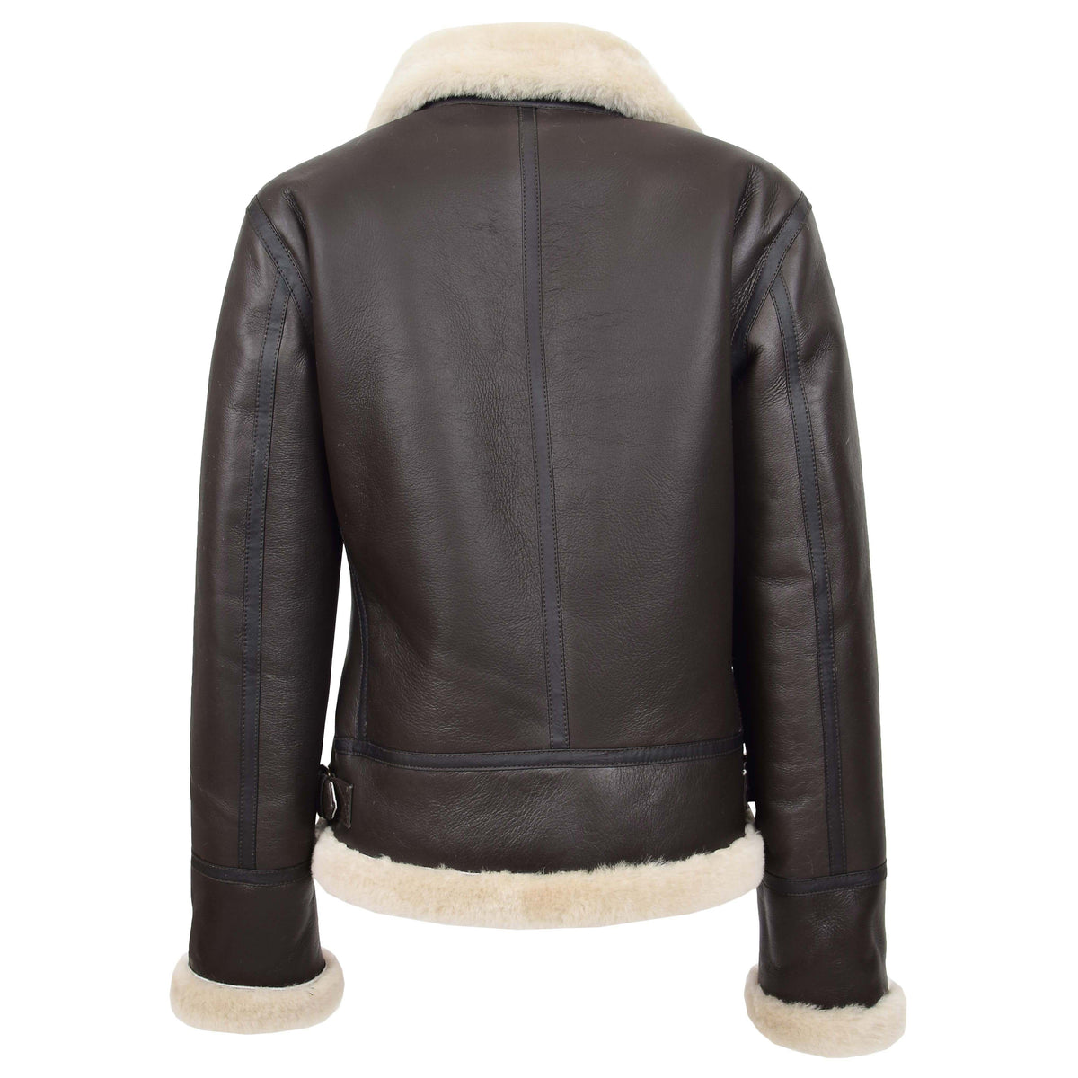 Womens Sheepskin B3 Detachable Hoodie Jacket Naomi Brown White - genuine sheepskin jacket in brown white with b3
