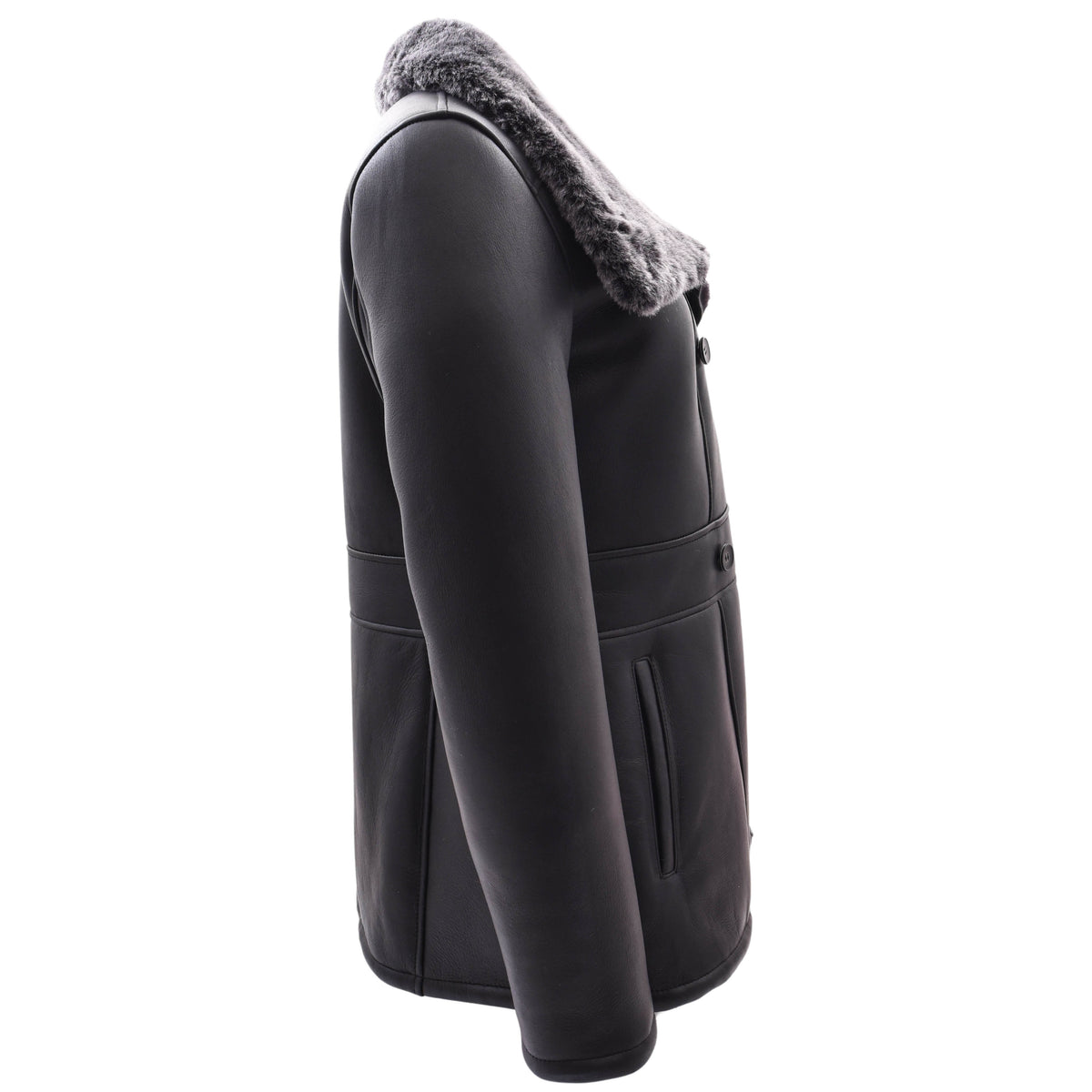 Womens Sheepskin Black Brisa Double Breasted Coat Bonnie - genuine sheepskin coat with double breasted