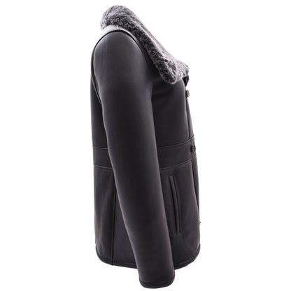 Womens Sheepskin Black Brisa Double Breasted Coat Bonnie - genuine sheepskin coat with double breasted