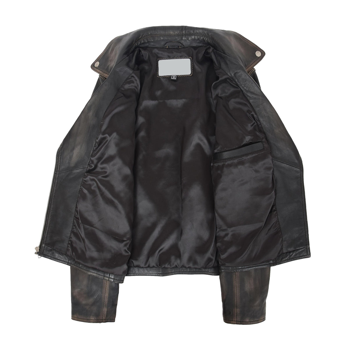 Womens Soft Leather Cross Zip Biker Jacket Lola Vintage Black - genuine leather jacket in vintage black with cross zip